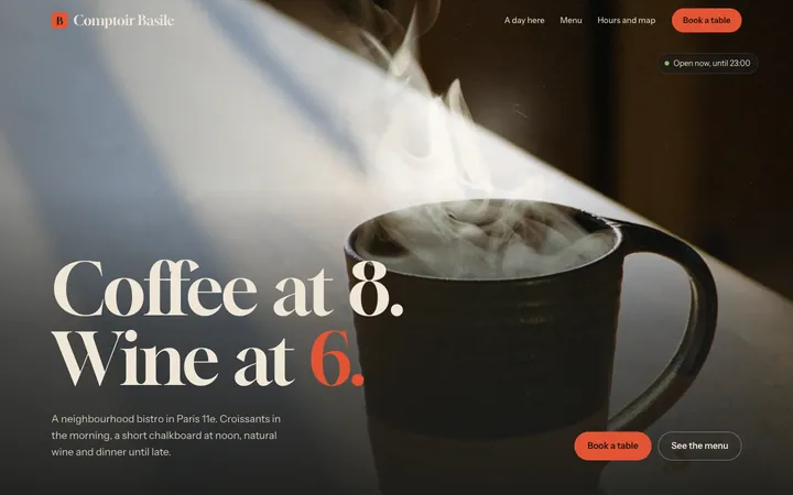 Le Comptoir Basile homepage on desktop