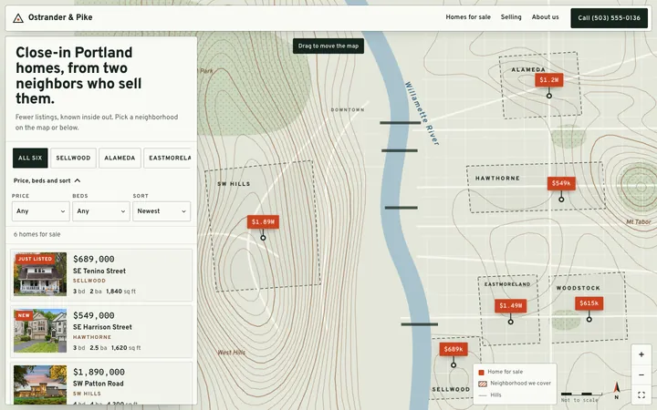 Ostrander & Pike homepage on desktop