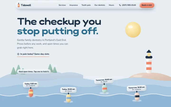 Tidewell Dental homepage on desktop